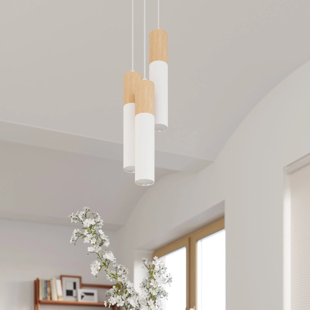 Lampada da parete a LED PABLO Peach Puff a 2 luci, in legno bianco e acciaio, 30x6x90cm