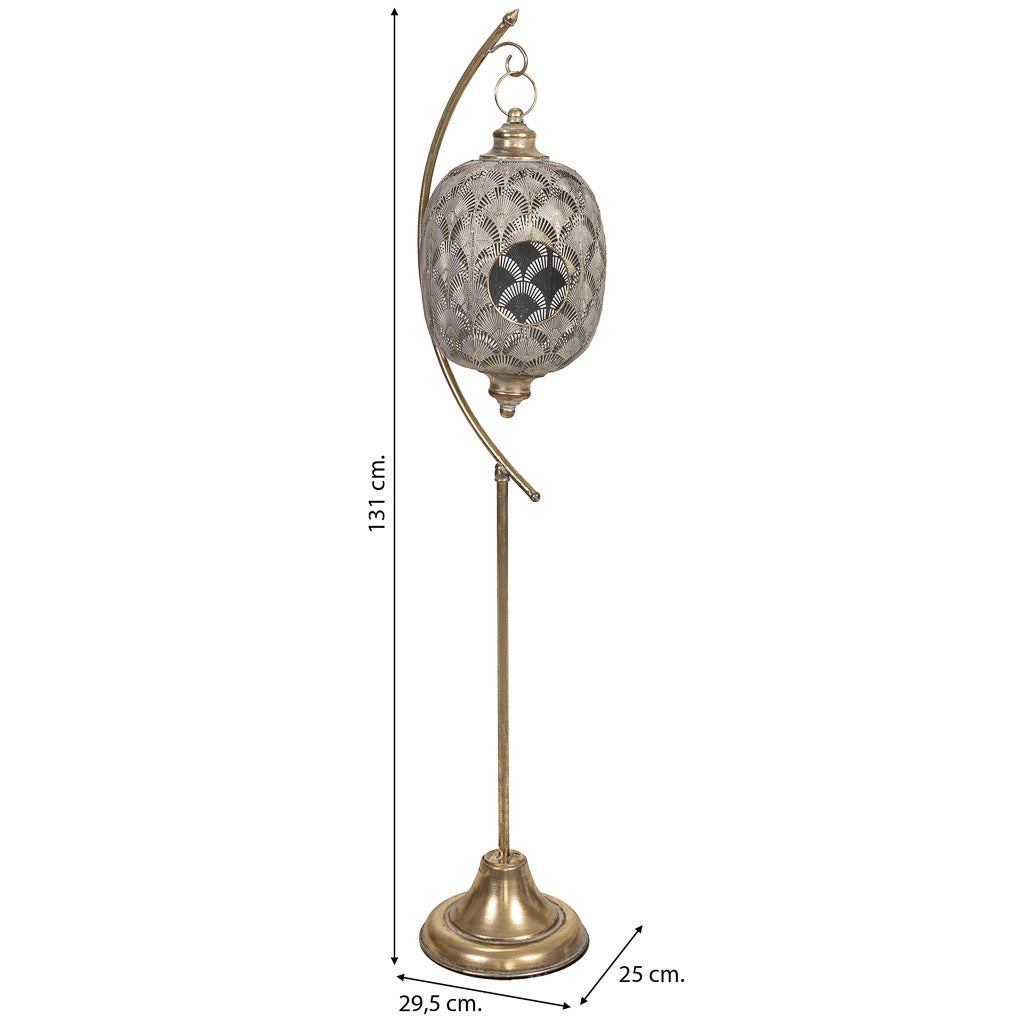 Portacandele in metallo dorato 29,5x25x131h cm