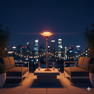 Stufa Elettrica Fungo Riscaldante Infrarossi Saturno Esterno-Interno Regolabile Argento