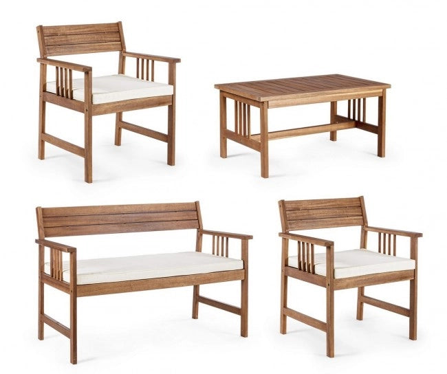 Salotto da Giardino Legno Marrone Rustico da Esterno - SERENITY