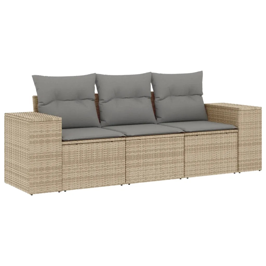 Set Divano da Giardino 3 pz con Cuscini Beige in Polyrattan 3222258