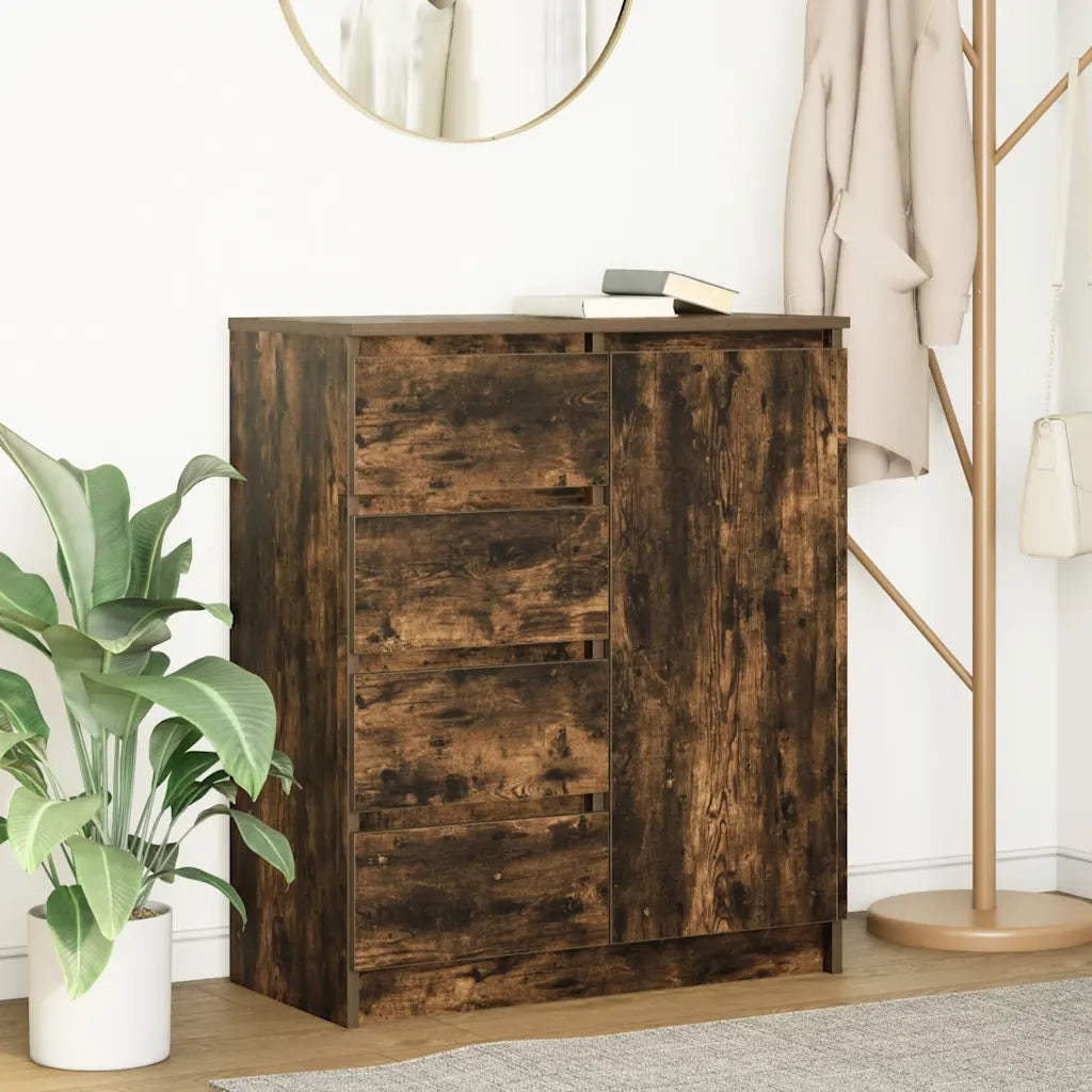 Credenza con Cassetti Rovere Fumo 71x35x84 cm in Truciolato
