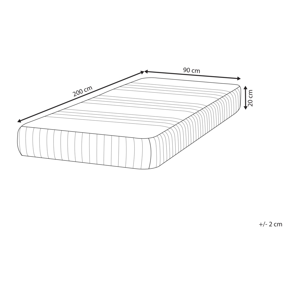 Materasso in schiuma di lattice duro e compatto sfoderabile Imbottitura 90 x 200 cm bianco camera da letto