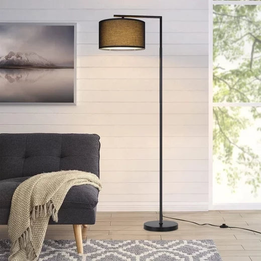 ZMH Lampada da terra per soggiorno design tessuto moderno lampada da lettura E27 con interruttore a pedale
