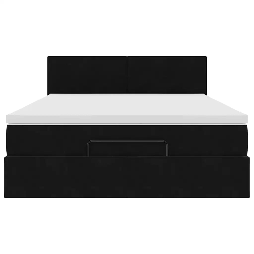 Struttura Letto Pouf con Materasso Nero 140x190 cm in Velluto 3312550