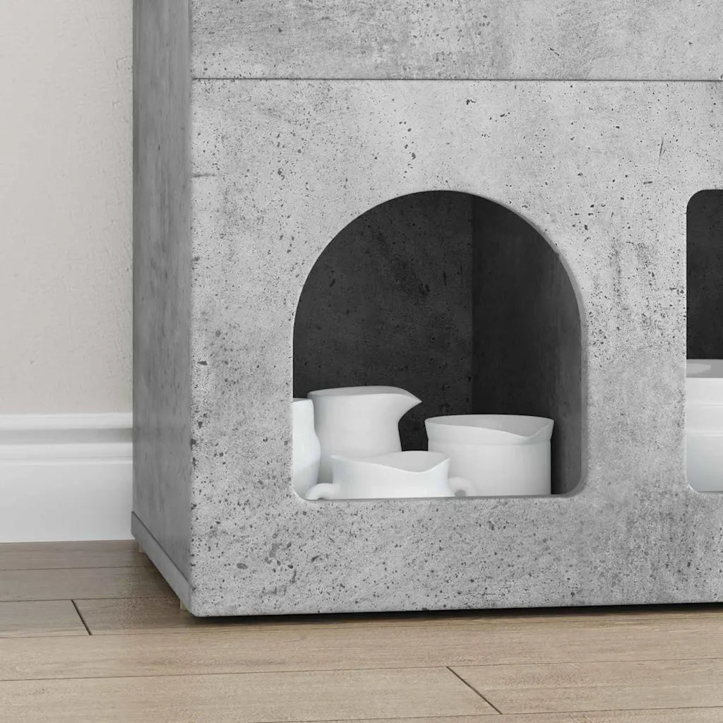 Credenza-Buffet-Armadio da cucina Grigio cemento 80.5 x 35 x 59 cm Legno multistrato