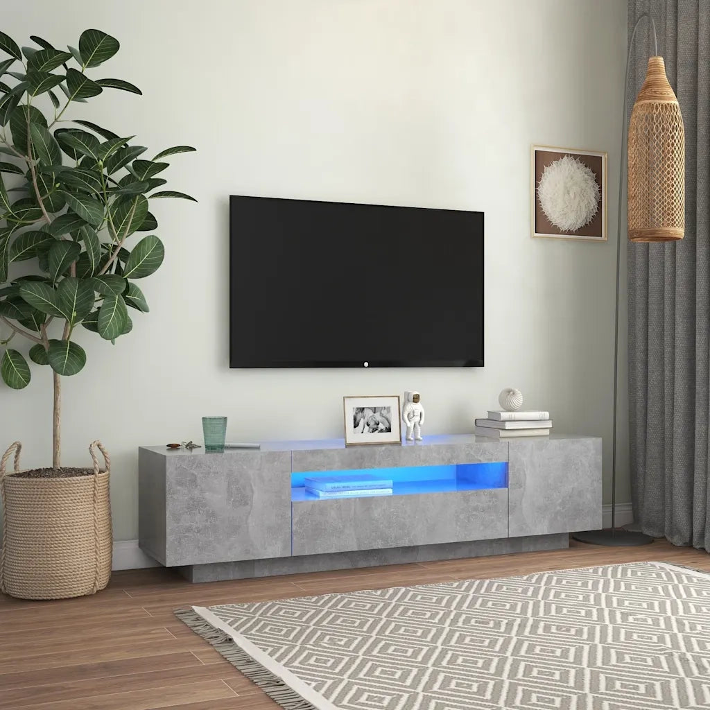 Mobile TV | Armadietto TV | Mobile Porta TV con Luci LED Grigio Cemento 160x35x40 cm