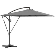 OMBRELLONE DA GIARDINO A SBALZO 3X2.5 M CON MANOVELLA INCLINABILE E GIREVOLE CON COPERTURA GRIGIO