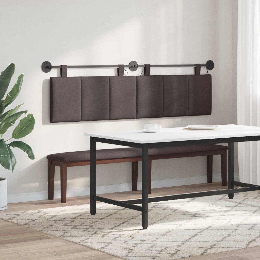 Testiera sospesa Con luce LED Marrone Scuro Tessuto 3424819