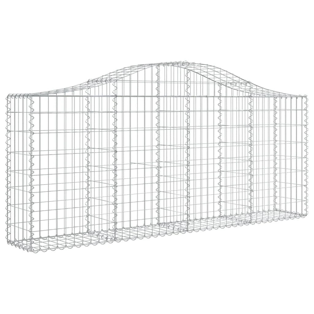 Cestini gabbioni recinzione a gabbia muro di contenimento ad arco 20 pezzi 200 x 30 x 80/100 cm ferro zincato argento 02_0040599