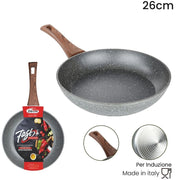 Trade Shop - Padella Rivestimento Antiaderente Antigraffio Per Induzione Manico Legno Da ø 18 A 26 Cm -    -diametro 26cm   -