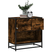 Comodino-Tavolino da notte Rovere Fumo 60x31x60 cm in Legno Multistrato e Metallo