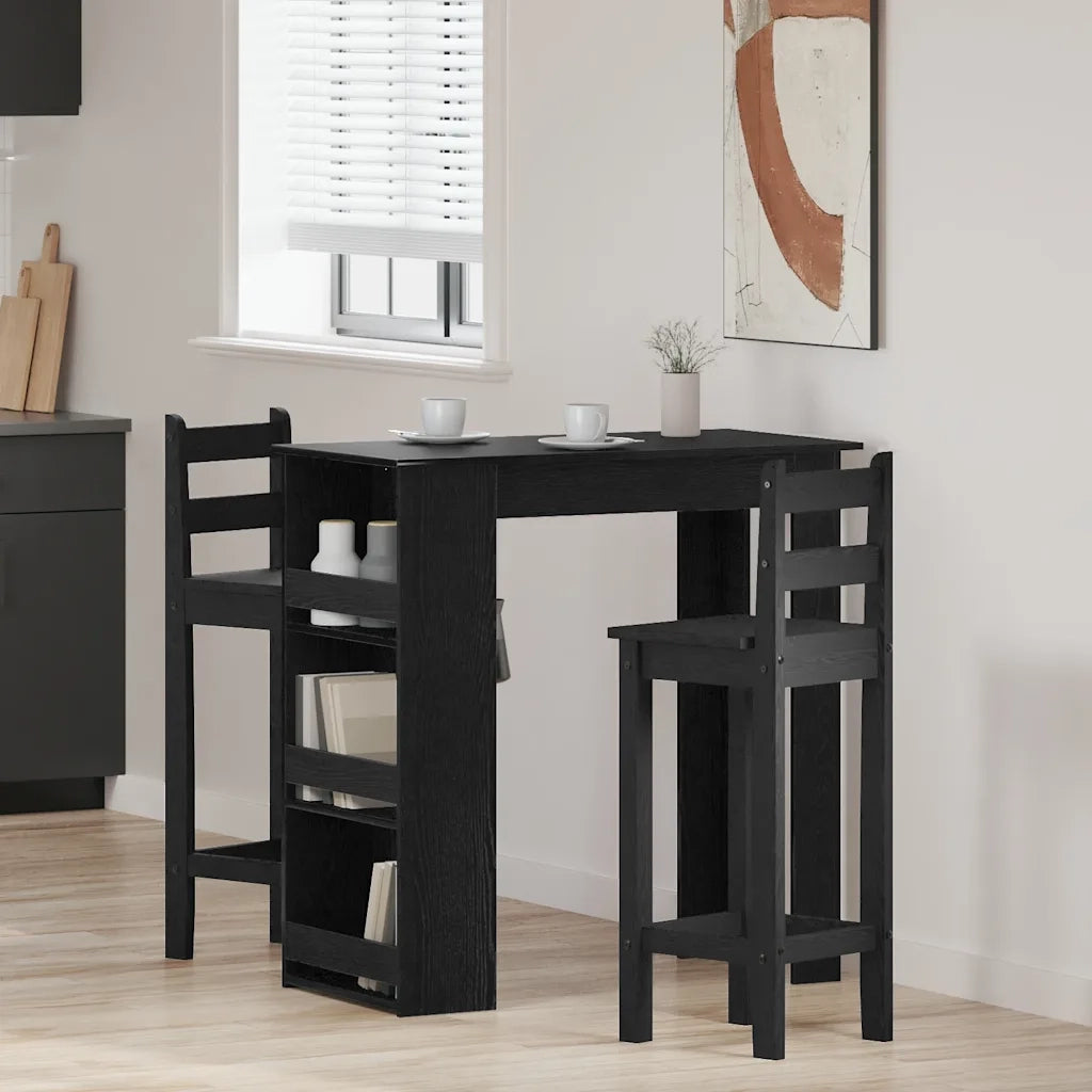 Tavolo da Bar con Ripiani Rovere Nero 102x50x103,5cm Truciolato 862079