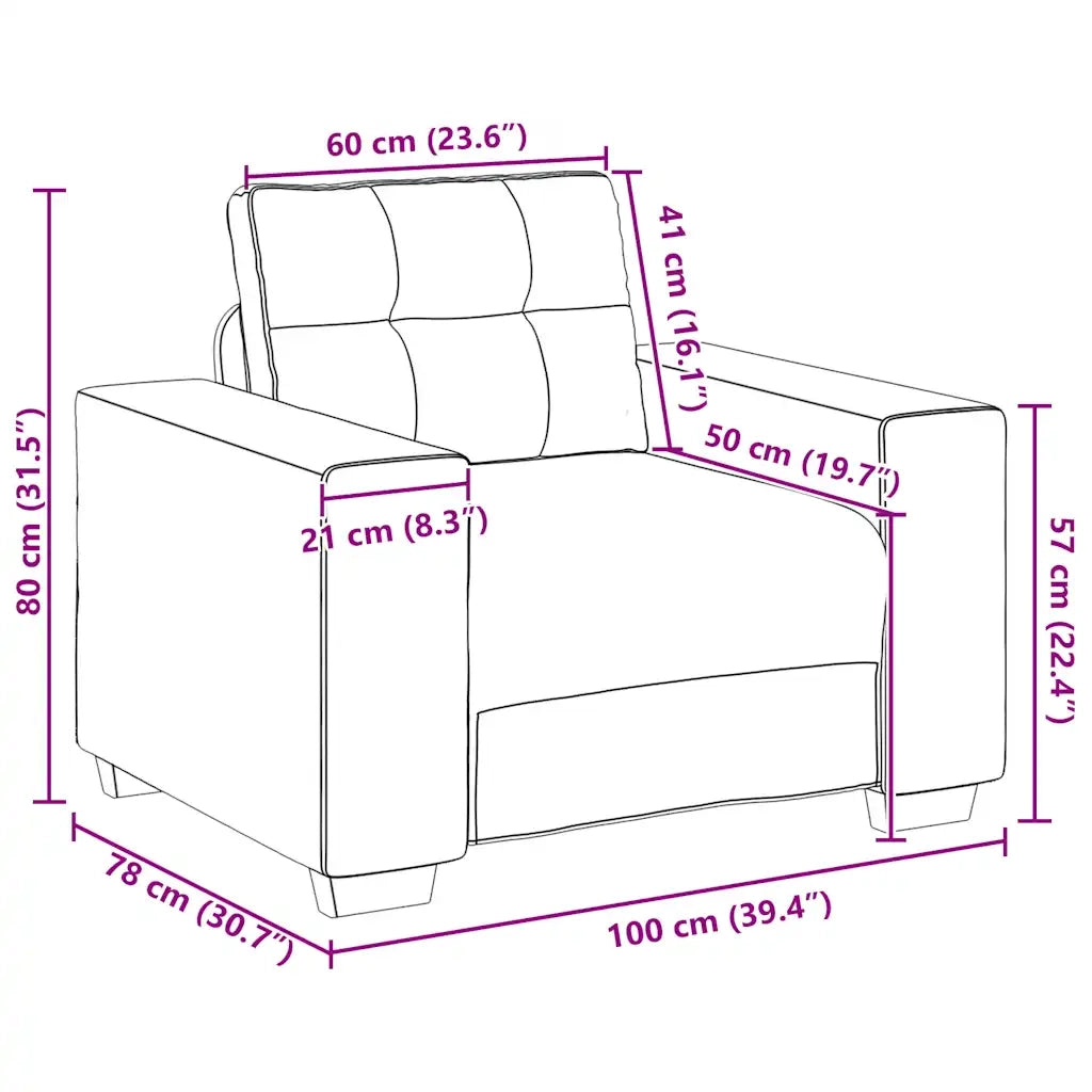 Divano Sedia-Poltrona-Sofa Relax Marrone 60 cm Velluto 844074
