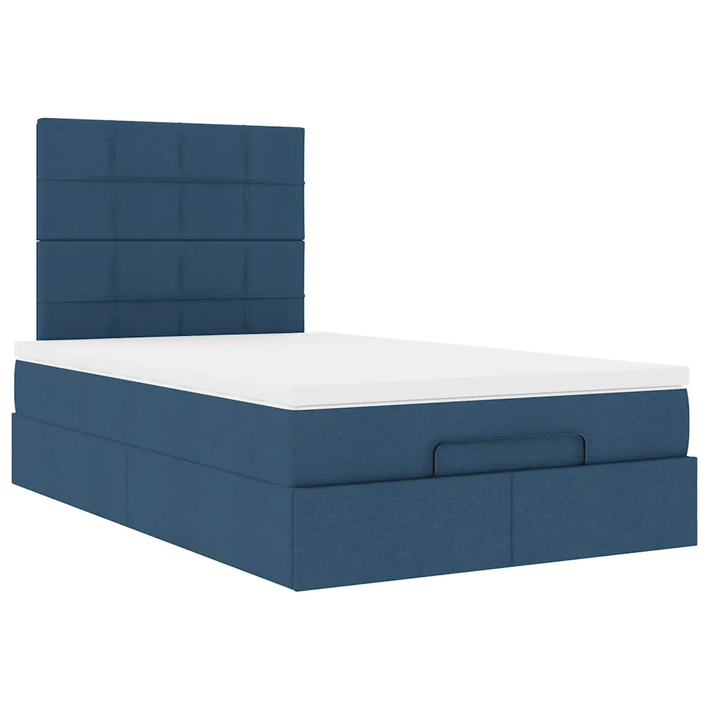 Struttura Letto Pouf con Materasso Blu 120x190 cm in Tessuto 3313995
