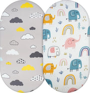 Hoeslaken per bambino, 2 pezzi, 84 x 41 cm, hoeslaken per lettino, coprimaterasso per passeggino, hoeslaken per lettini, tessuto in cotone polyester