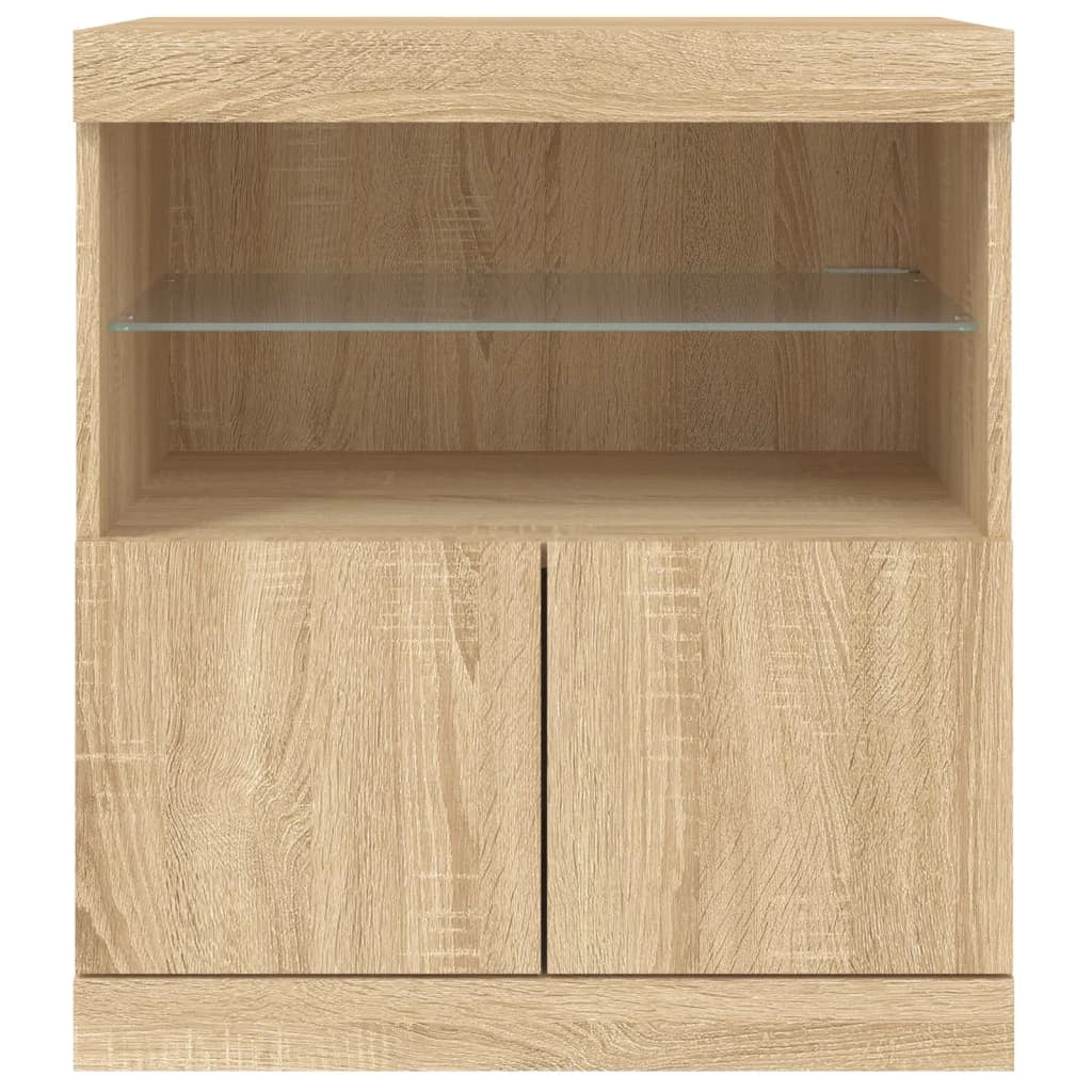 Buffet credenza cassettiera armadio mobile contenitore organizer per cucina soggiorno salotto con luci LED Sonoma 60 x 37 x 67 cm marrone 02_0029967