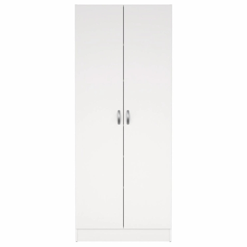Armadio Multiuso 2 Ante Con 5 Ripiani Regolabili Mobile Moderno Salvaspazio Minimal Per Ingresso Camera Corridoio Lavanderia Ripostiglio Struttura Resistente 69.2 X 34.6 X 170.4 Cm Bianco