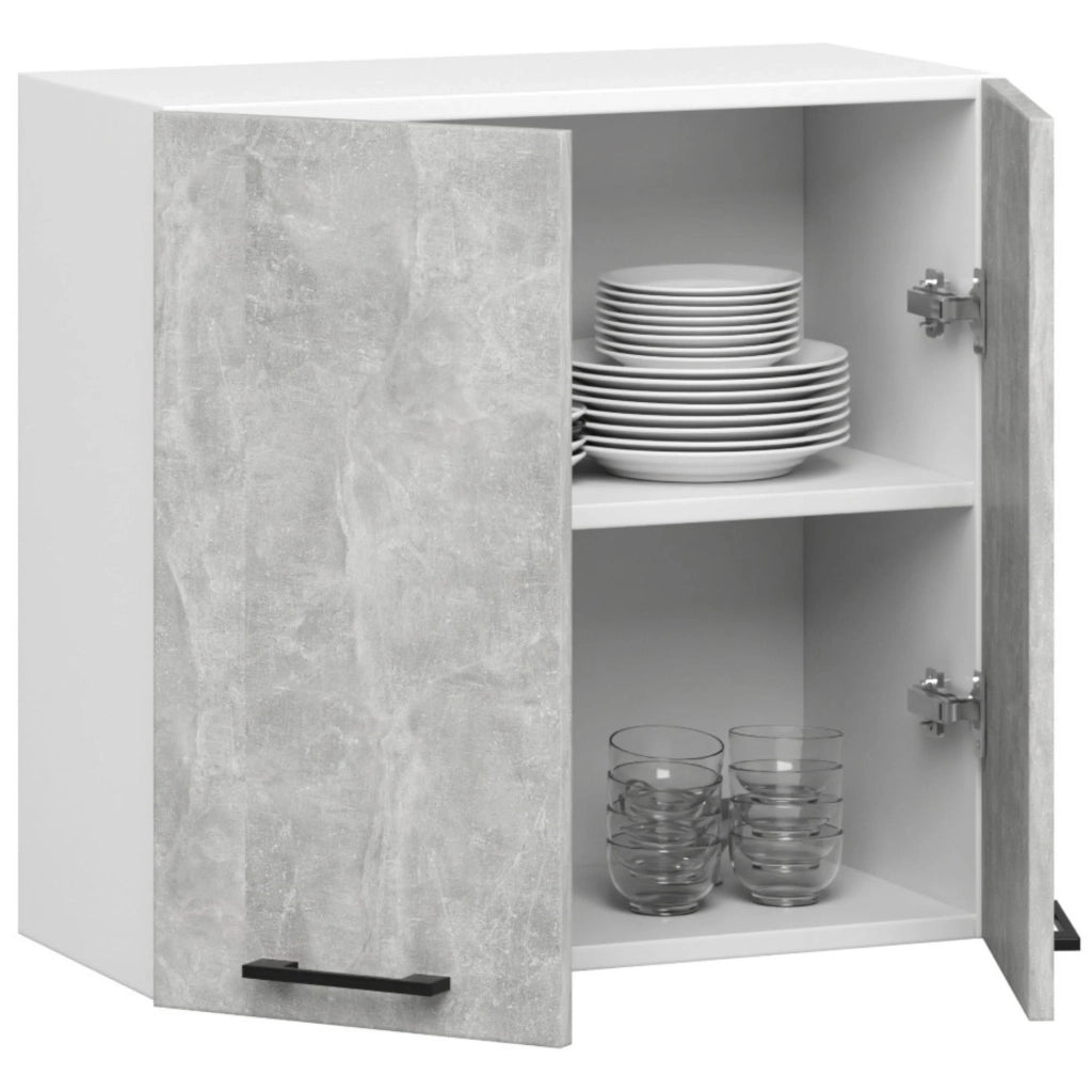 Mobile da cucina pensile sistema AKORD OLIWIA Bianco 60 cm 2 ante inserto frontale Cemento 60x30x58 cm