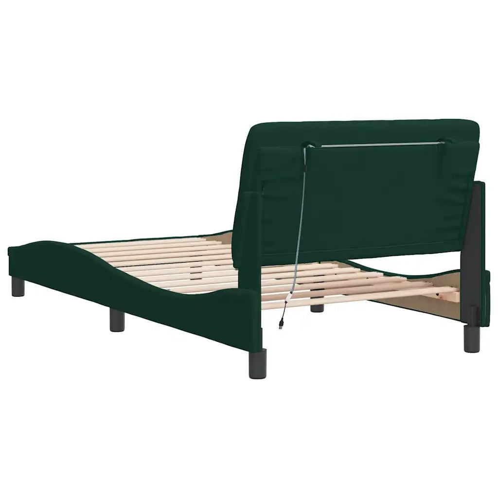 Giroletto con LED senza Materasso Verde Scuro 100x200 cm in Velluto 3213840