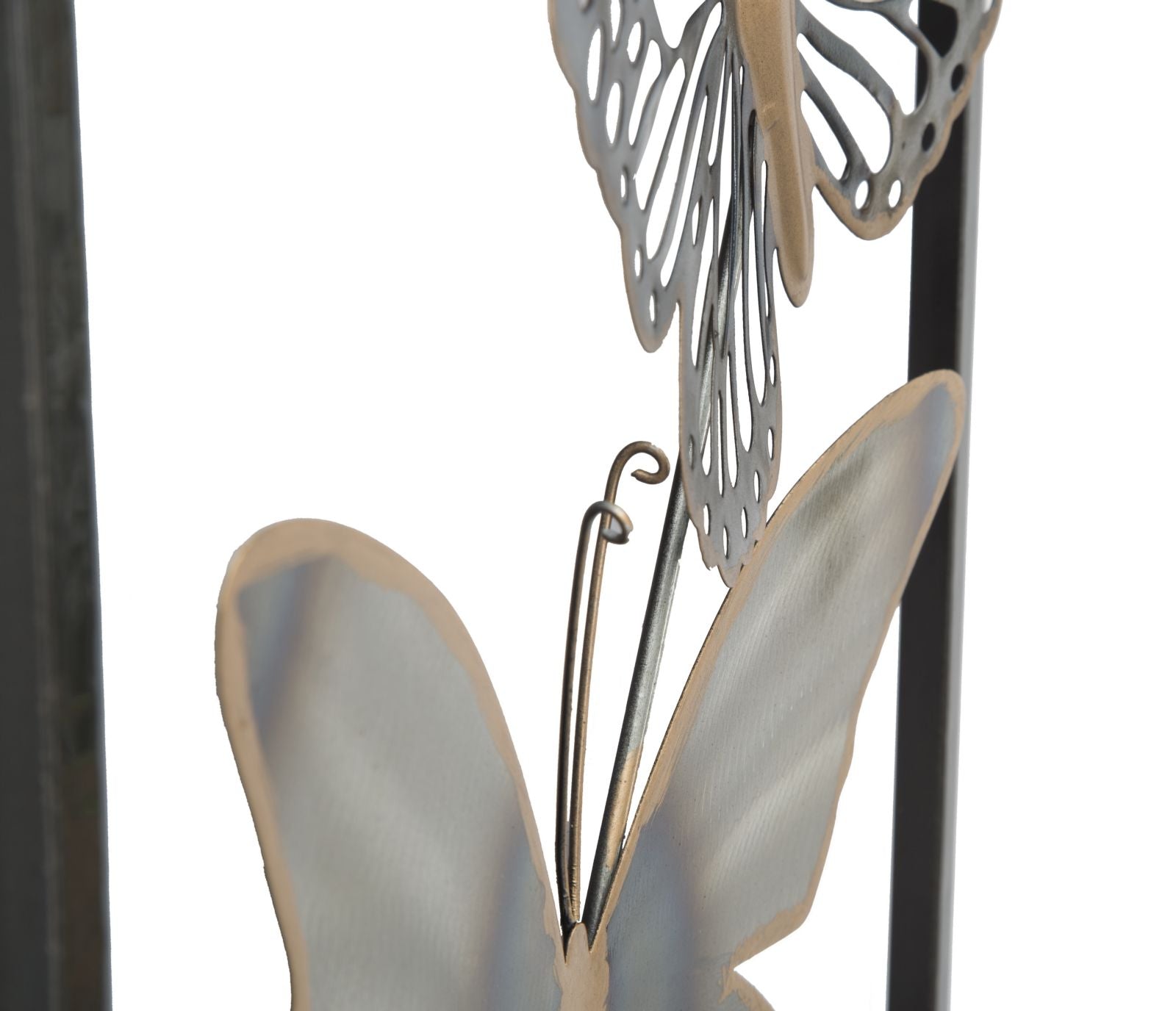 Pannello Farfalle 31x2,5x90 cm in Ferro Nero e Argento