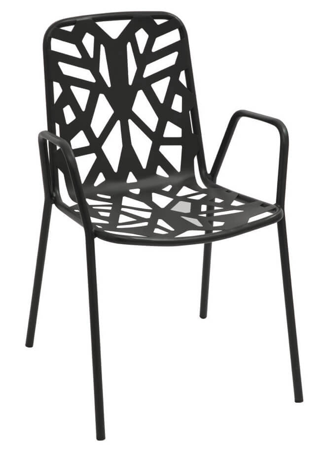 Set 4 Sedie da Giardino 53x59x83 cm in Acciaio con Braccioli RD Italia Fancy Antracite