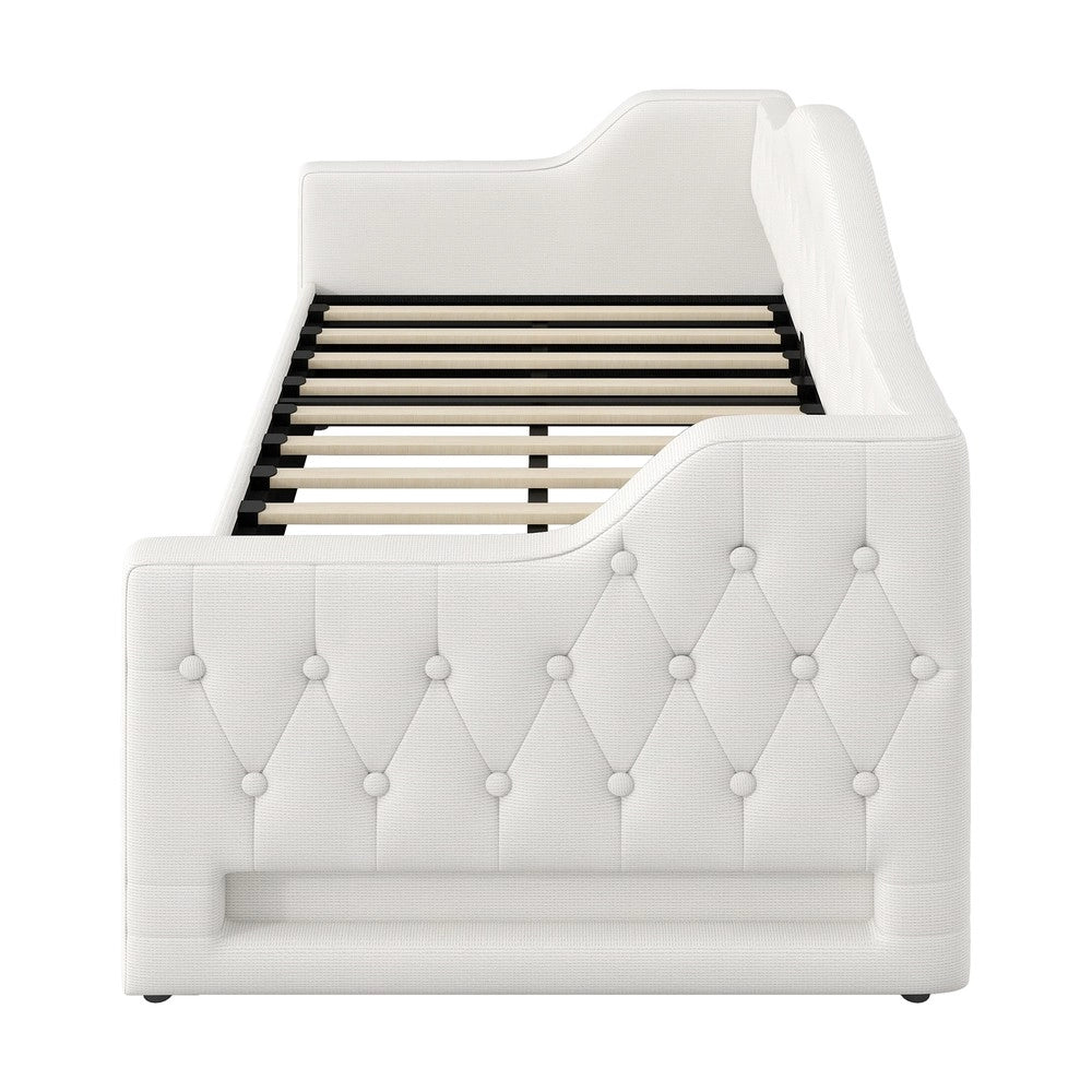 Letto Contenitore Imbottito con LED ¨C MINIMAL ¨C Beige 90x200