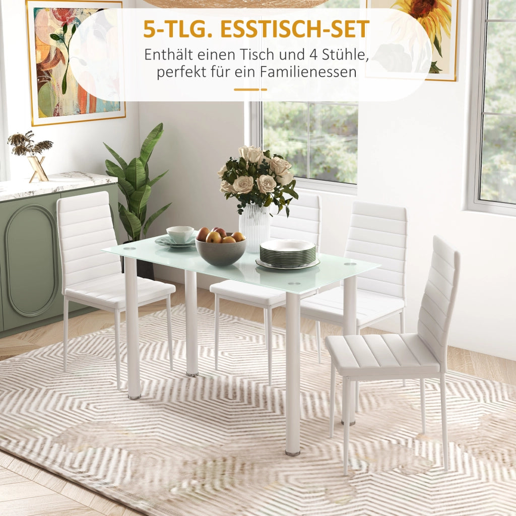 Set tavolo da pranzo con 4 sedie ¨C Xylo ¨C Piano vetro temperato bianco design moderno