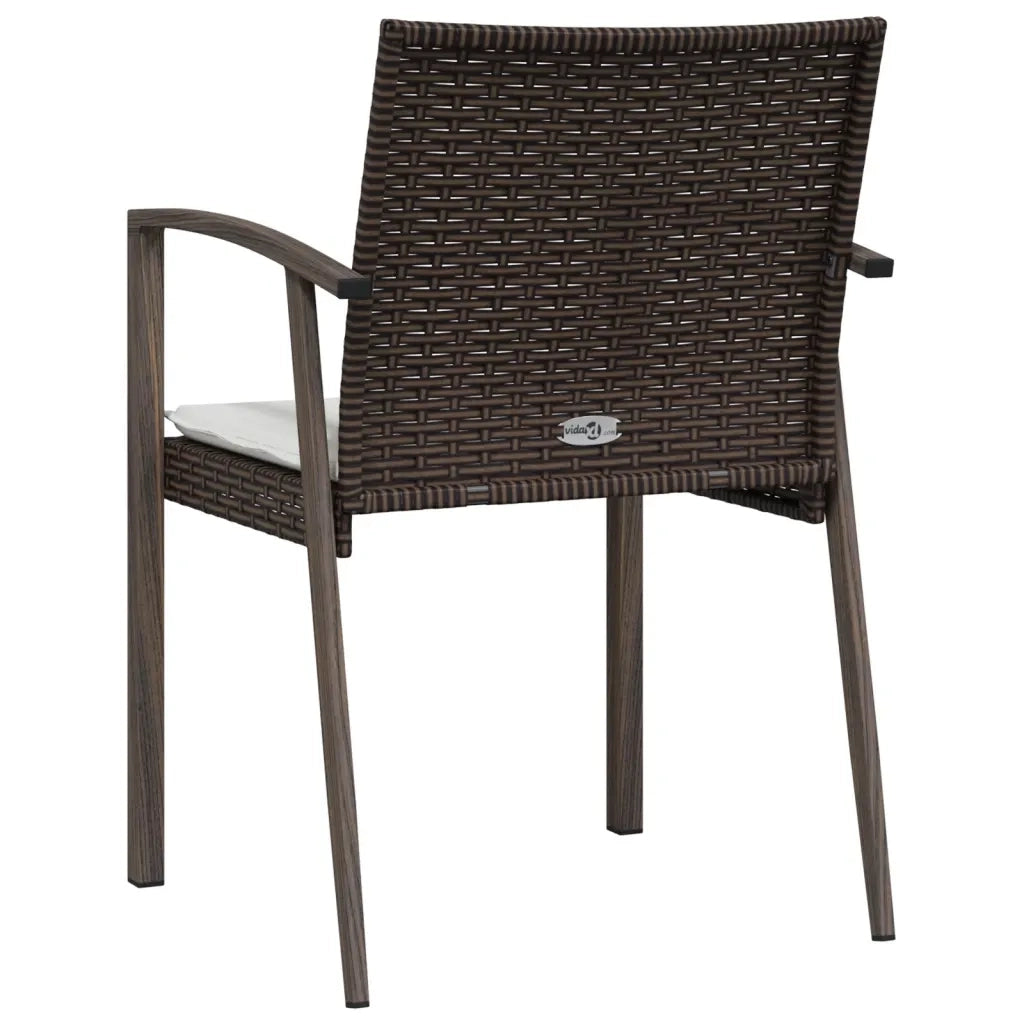 Sedie Giardino con Cuscini 2 pz | Sedie da Esterno Marroni 5,56x57x83 cm Polyrattan