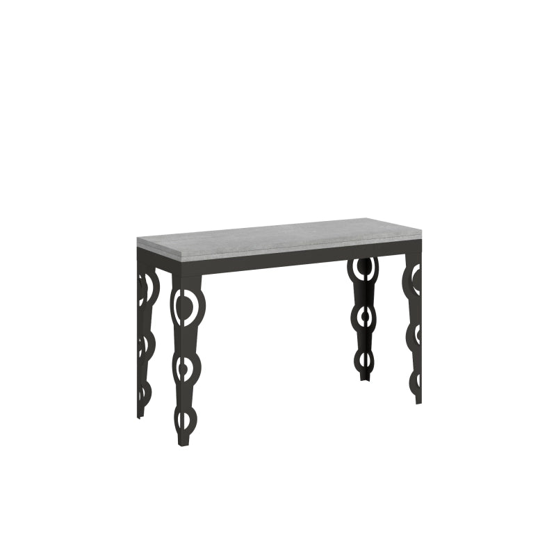 Tavolo apribile 120/200x45/90 cm Karamay Double telaio Antracite - Cemento