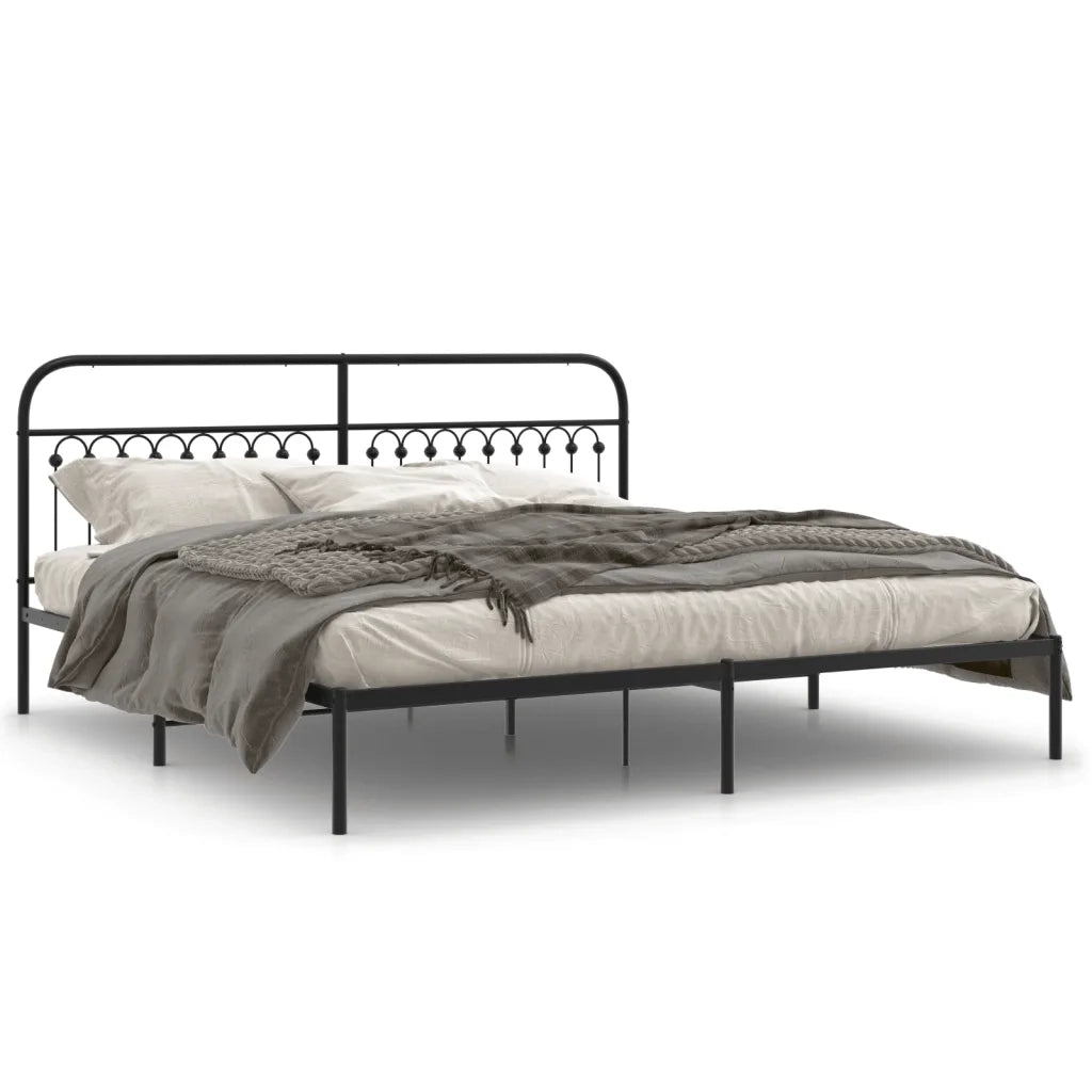 Giroletto con Testiera in Metallo Nero 193x203 cm 376606