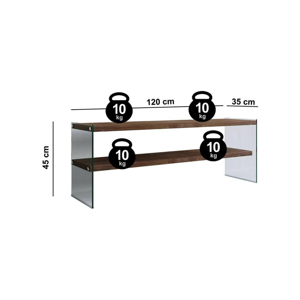 Mobile porta TV Italia, Credenza da soggiorno, Armadio basso per TV, Base parete attrezzata, 120x35h45 cm, Noce Scuro