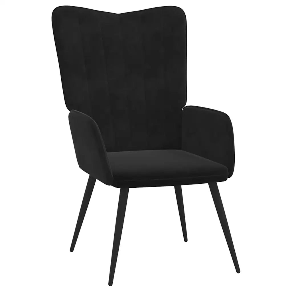 Poltrona Relax | Sedia Relax con Sgabello Nero in Velluto
