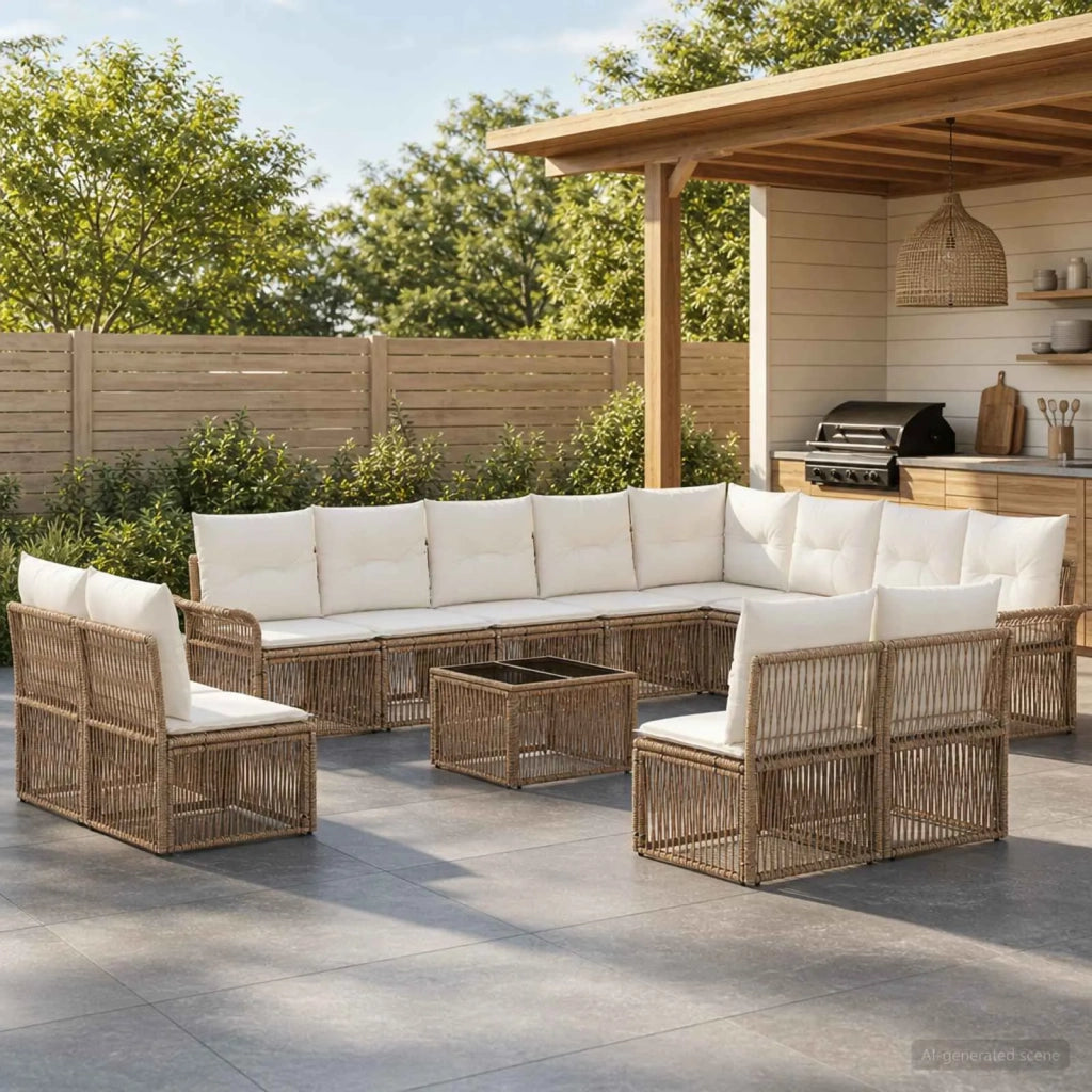 Set Divano da Giardino 13 pcs Beige polyrattan 3434991