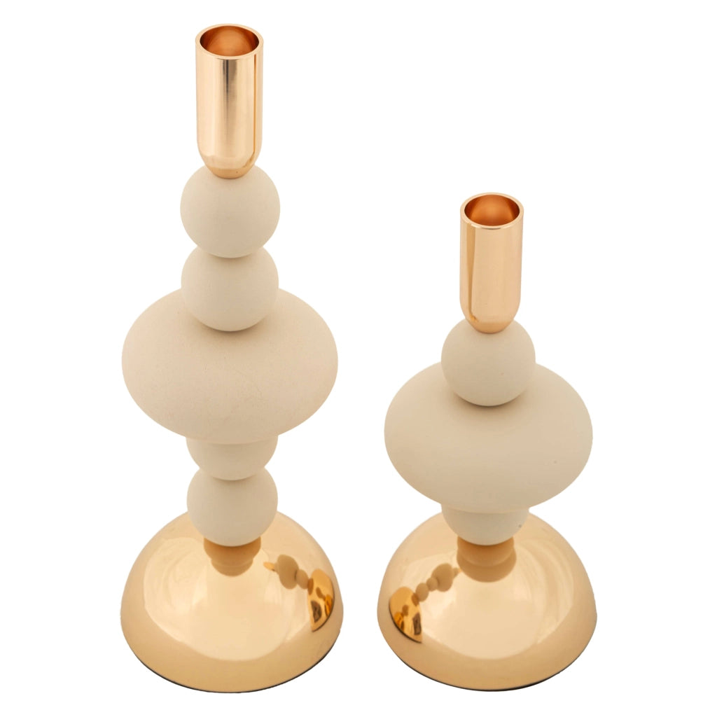 Aldan, Portacandela set da 2, Bianco Crema