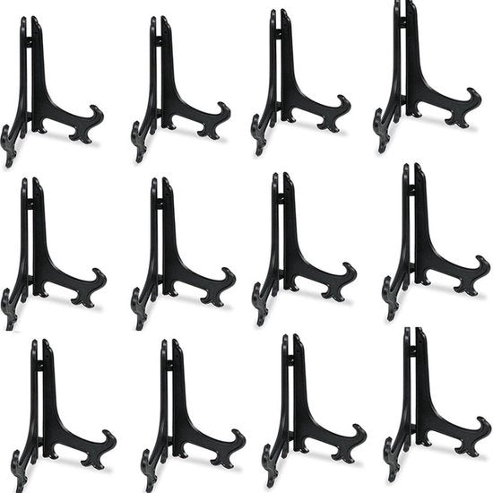Supporto per piatti in plastica nera, 7 pollici, 12 pezzi, supporto per piatti in plastica nera, 7 pollici, 12 pezzi