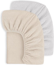Set di 2 coperte per lettino in cotone - Grigio-crema - 140 x 70 cm - Coperte per lettino da viaggio e lettino supplementare