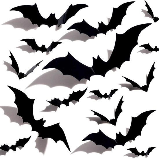 Decorazione da Halloween per parete con 4 stili di pipistrello con adesivo, 36 pezzi, decorazione da parete per esterno, decorazione da finestra, accessori da festa gotici, decorazione da parete per verità