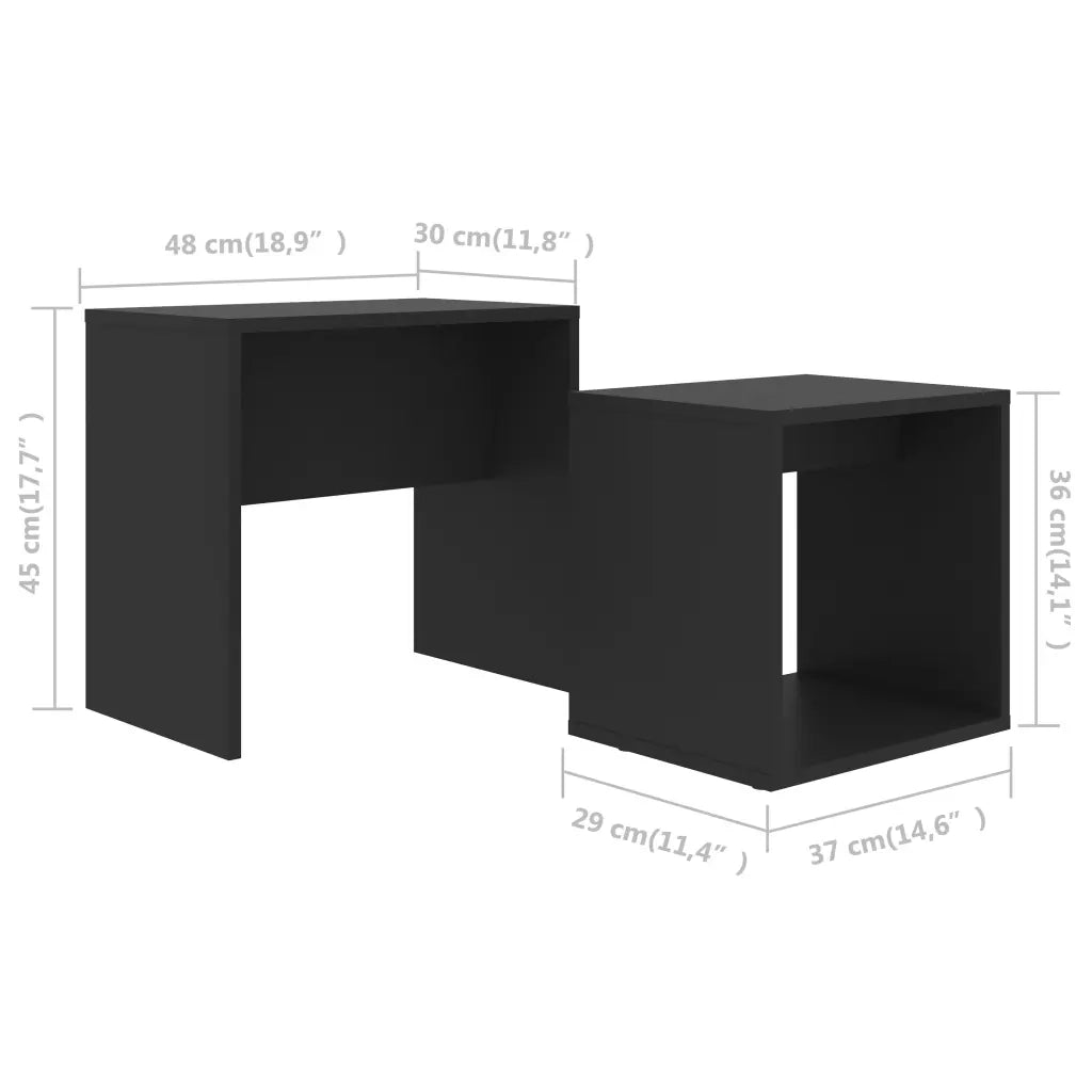 Set Tavolini da CaffÃ¨ Neri 48x30x45 cm in Truciolato cod mxl 65210
