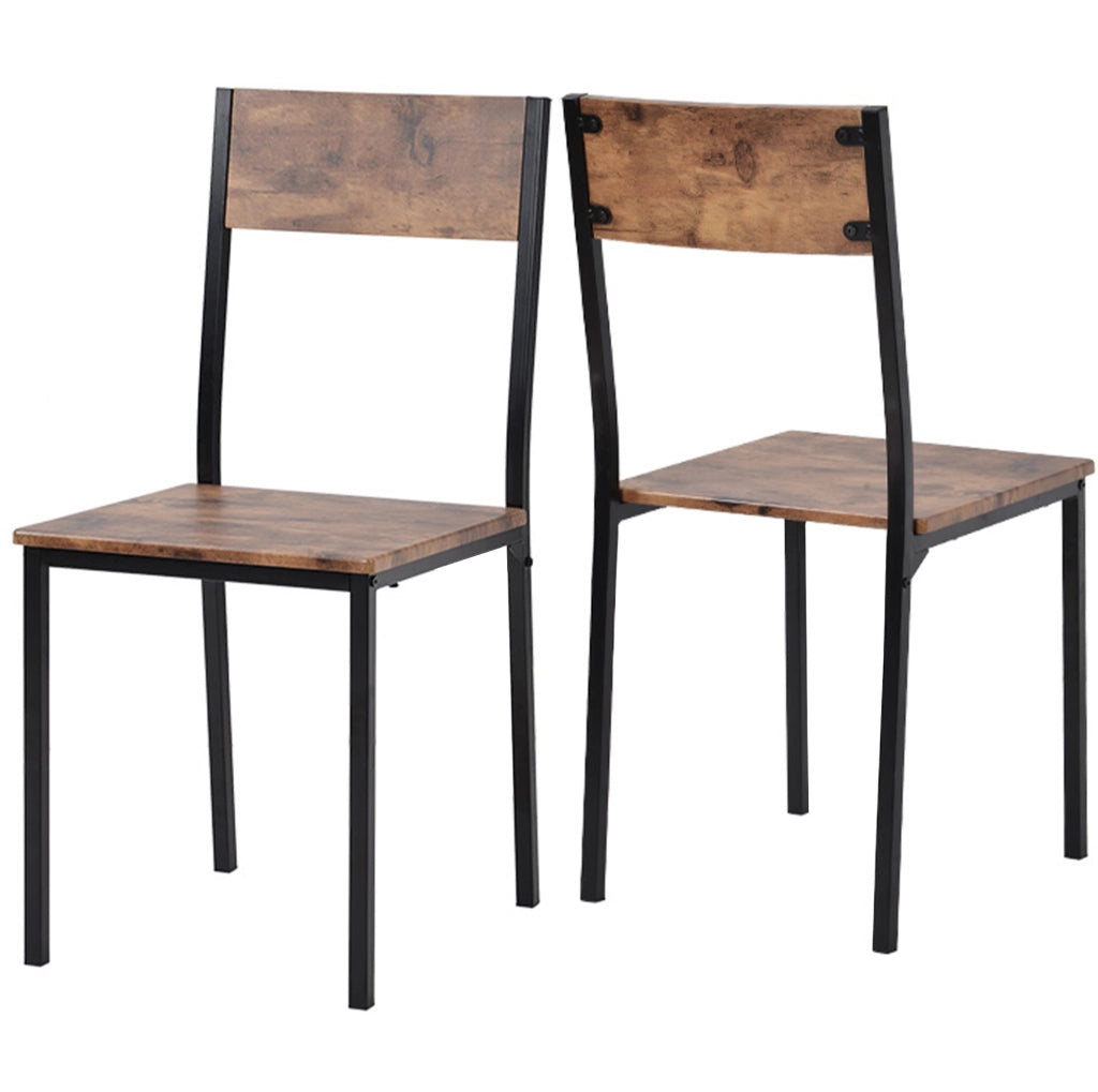Set tavolo da pranzo con 2 sedie; 70x70x75 cm; metallo marrone