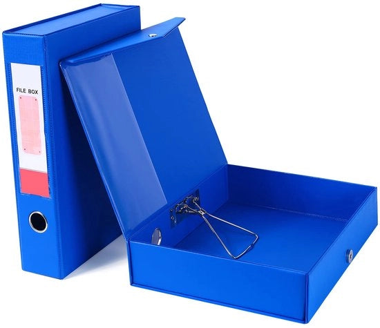 Archivio A4 a doppia cassa blu, profondità 68 mm, cassa archiviazione A4 con chiusura a molla, scatola documenti A4 in plastica per uso scolastico, attrezzature ufficio