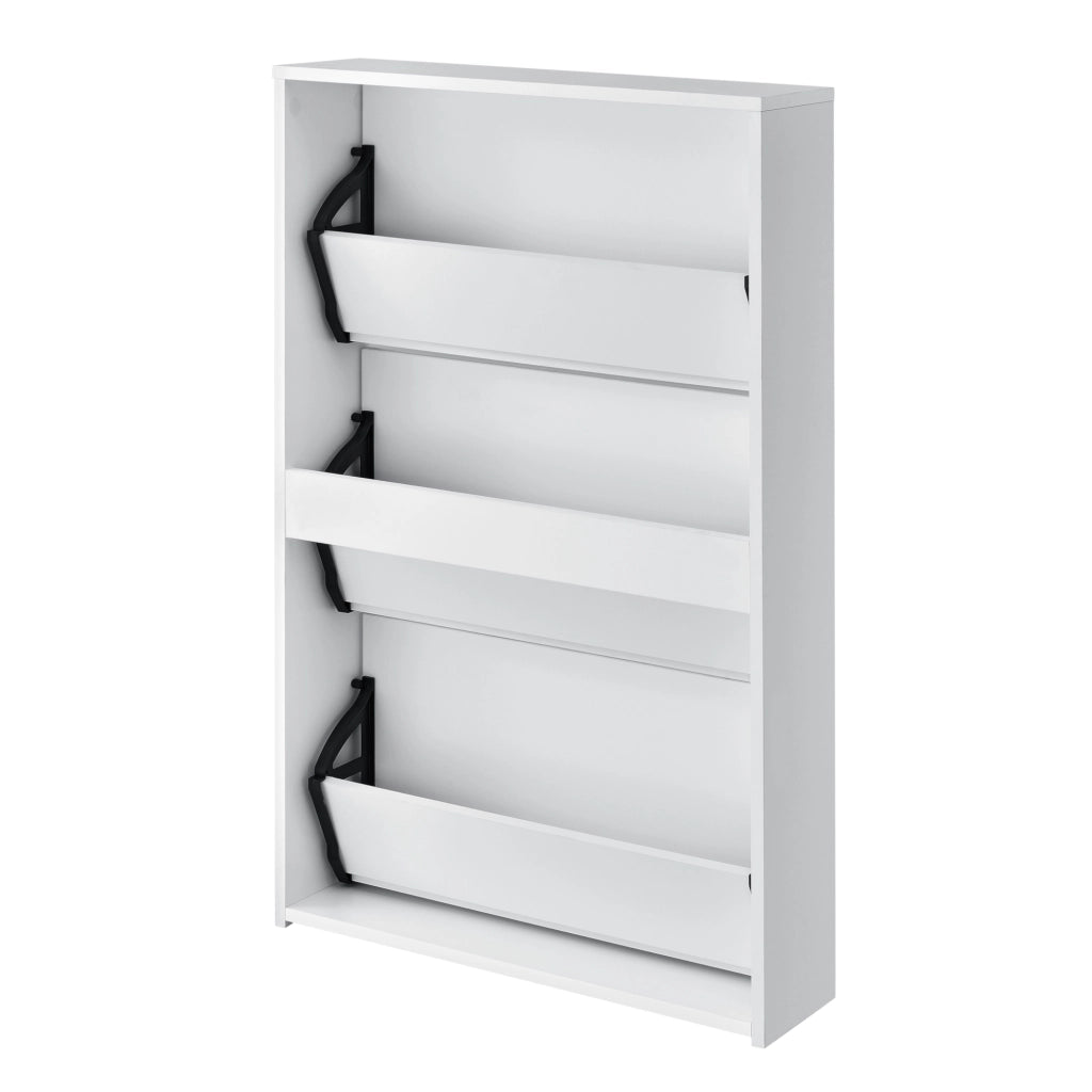 Scarpiera Vogar con 3 Contenitori Ribaltabili Mobile Portascarpe con Ante a Specchio 103x63x17 cm Bianco [en.casa]