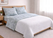 Completo Lenzuola Letto In 100% Cotone Made Italy Disegno Soffione - Piazza E Mezza - Verde