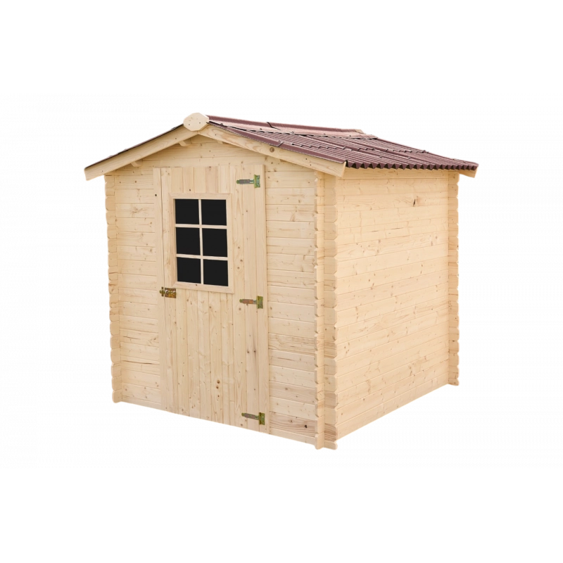 Casetta in legno da giardino con porta finestrata – 195x195 cm – tavole 20 mm, tetto bitumato e struttura angolare – AL2020.02N Foresta