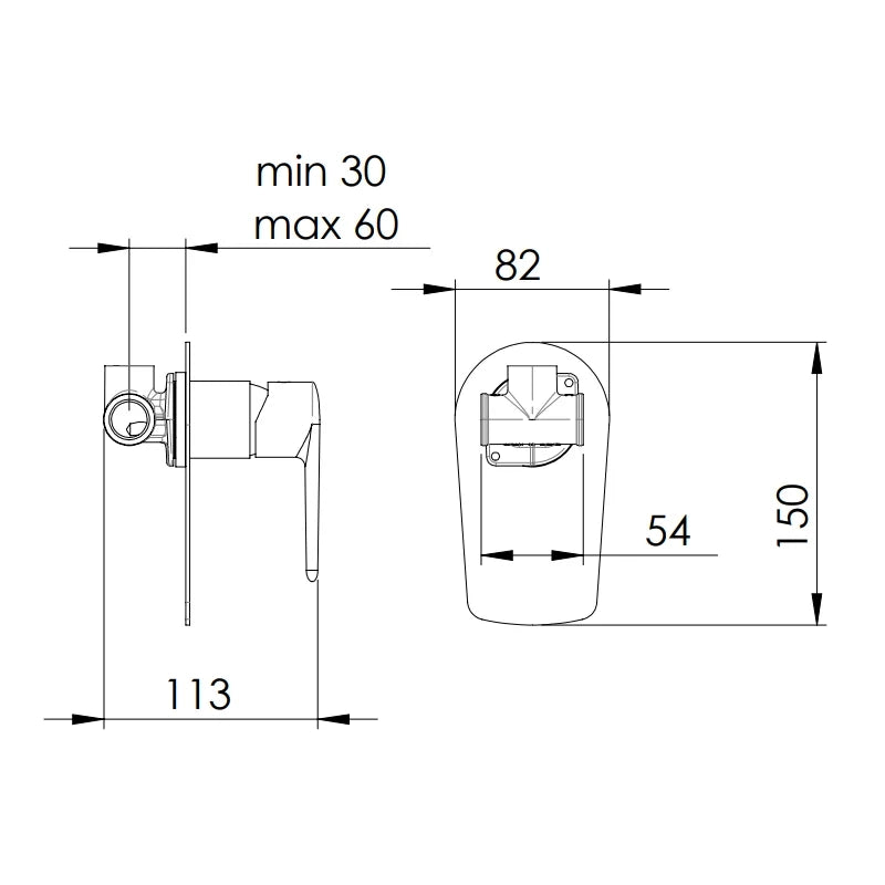 Miscelatore incasso vasca/doccia senza deviatore serie vanity