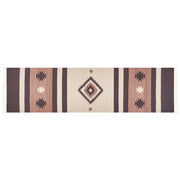 Tappeto kilim in cotone marrone e beige 80 x 300 cm trapuntato a mano con nappe geometriche soggiorno camera da letto