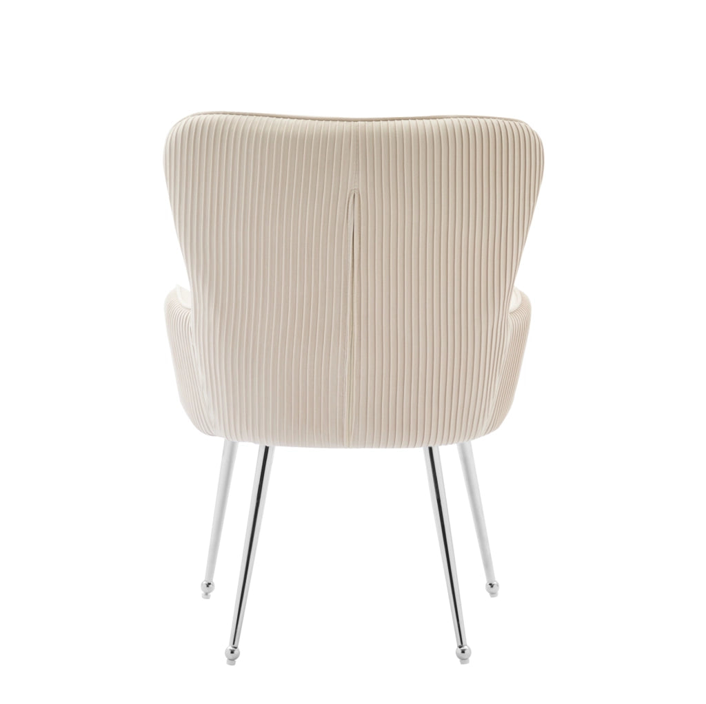 Set di 2 poltroncine in velluto beige con braccioli; supporto lombare e piedini regolabili