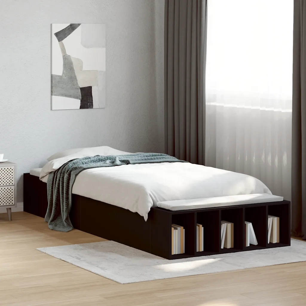 Giroletto-Struttura Letto Nero 90x190 cm in Legno Multistrato 173452