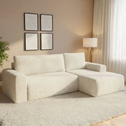 Folgarida, Divano Letto con Penisola Contenitore, 268x163 cm Bianco Crema