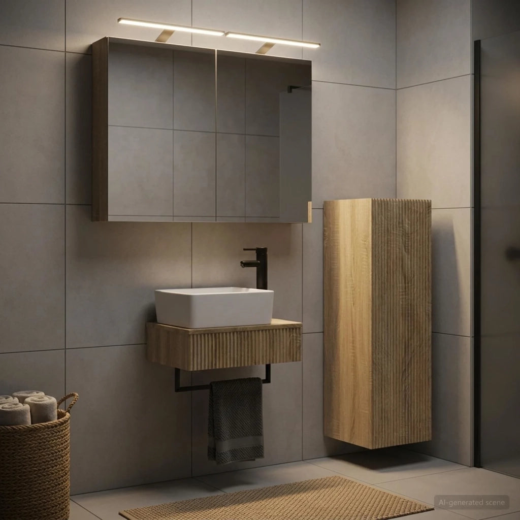 Set di Armadi da Bagno 4 pz Rovere Sonoma Legno ingegnerizzato 3407385